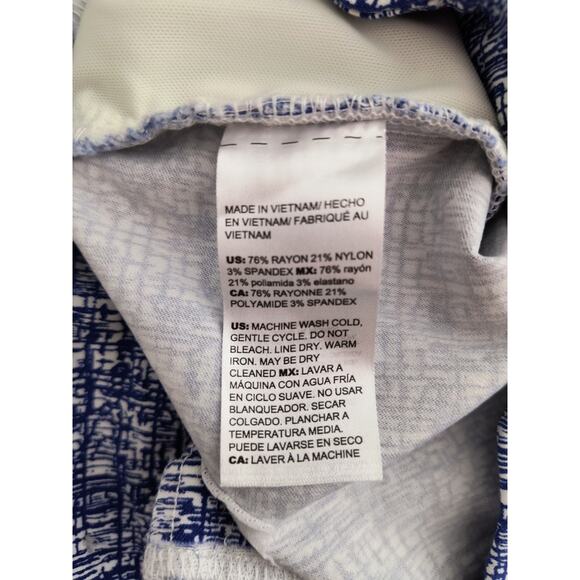 Chico's Brigitte Slim Ankle Pants Women's Sz 4 Blue Grid Print Slimming Pull on - Picture 12 of 13